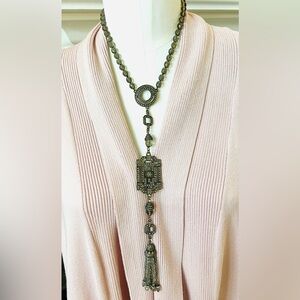 Heidi Daus AMAZING VERY Vintage Toggle DECO LONG Swarovski Crystals Necklace